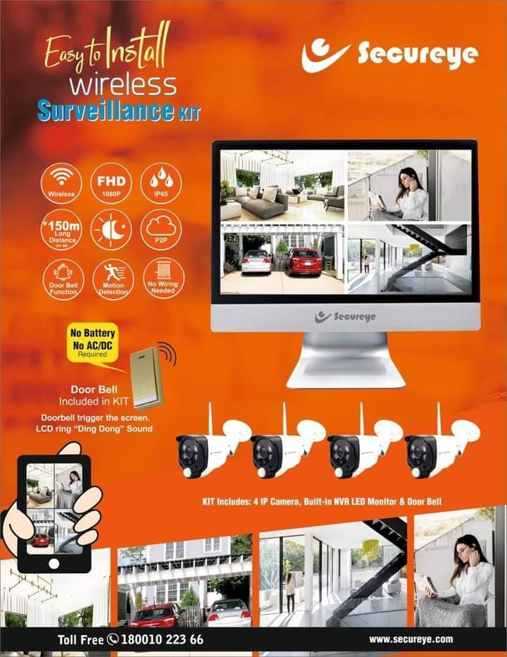 wireless surveillance system with 4 no's of camera